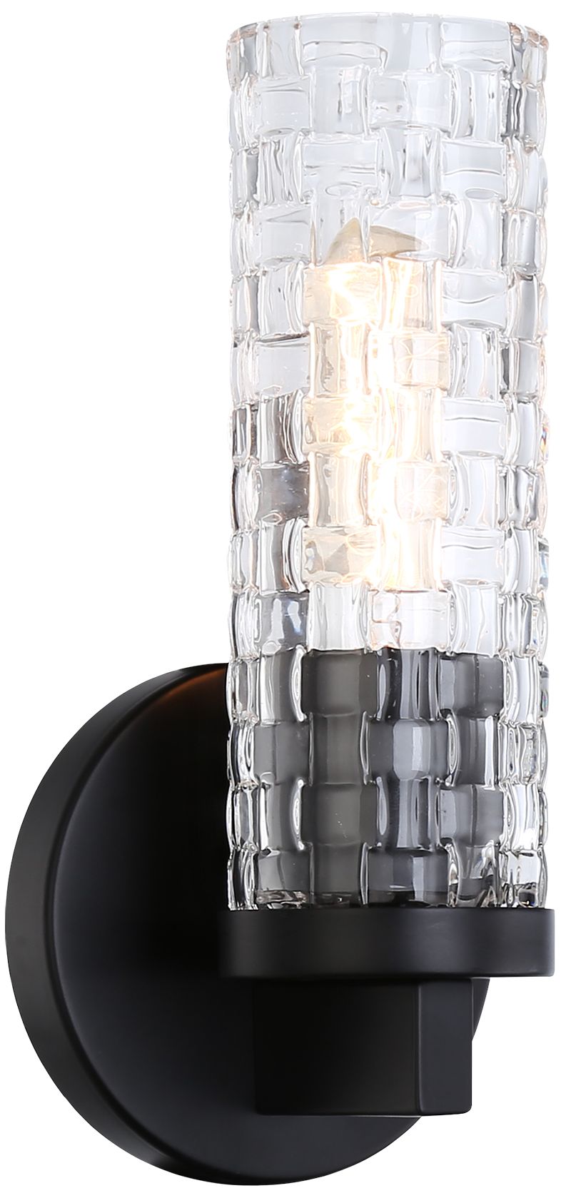 Matteo 1 LT   WEAVER D2.8 x H10.2 BLACK WALL SCONCE