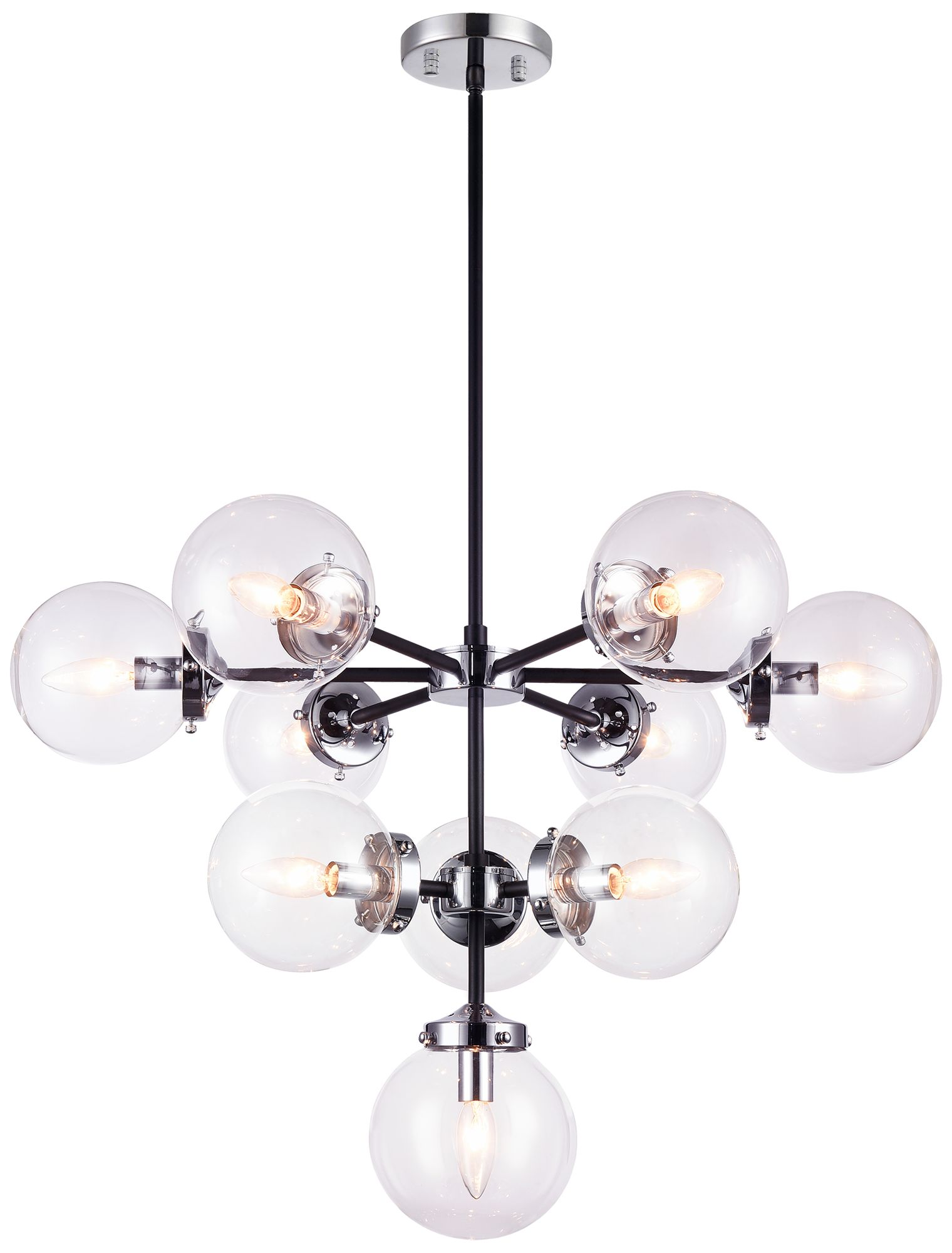 Matteo  10 LT 29.4 DIAM MARU CHROME CHANDELIER - CLEAR GLASS