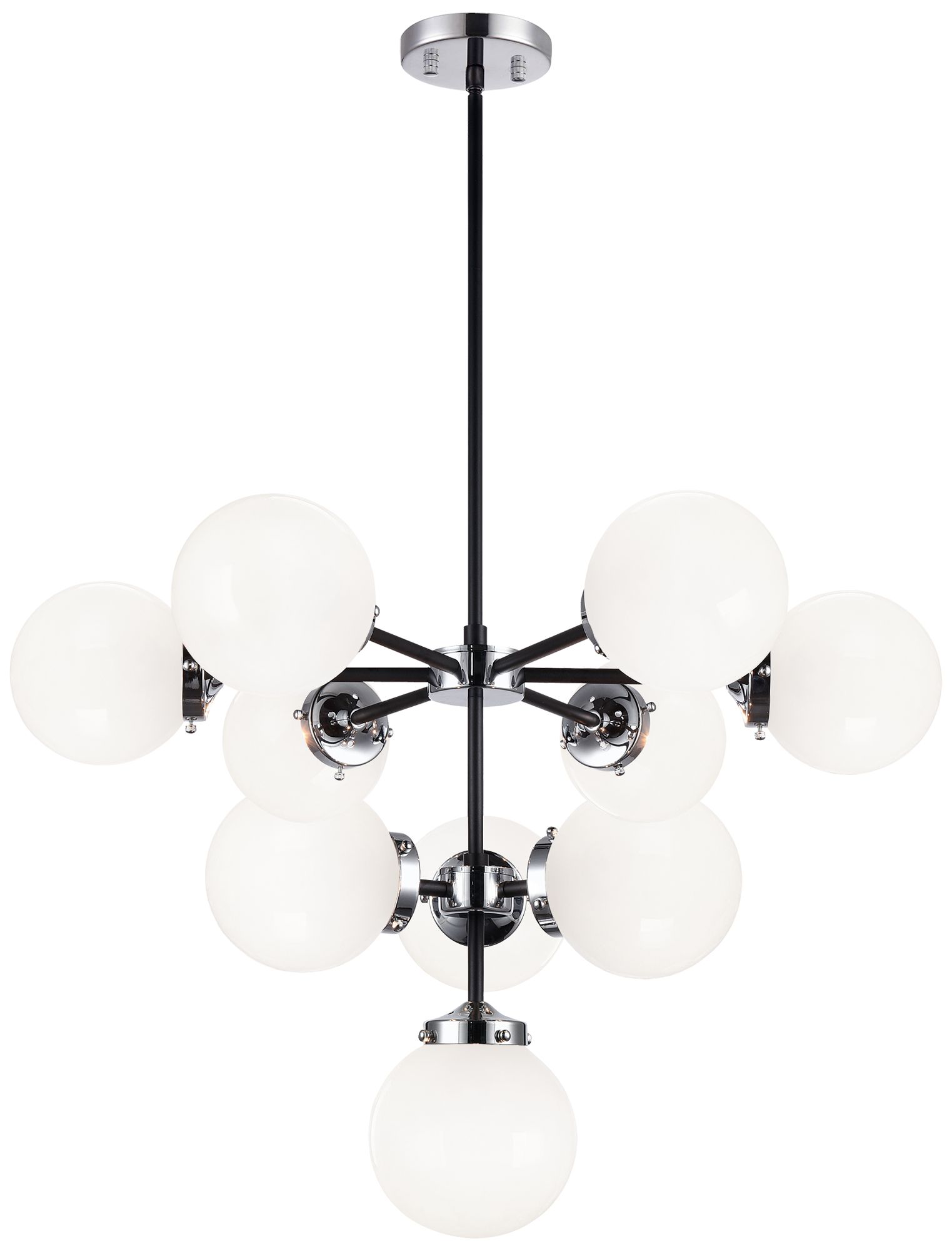 Matteo 10 LT 29.4 DIAM MARU CHROME CHANDELIER - OPAL GLASS
