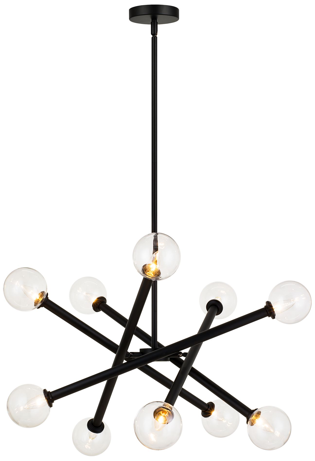 Matteo 10 LT MATCHSTIX BLACK  PENDANT -ROUND CLEAR GLASS