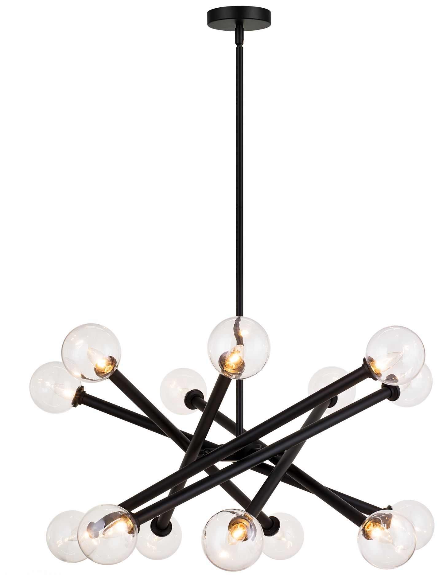 Matteo 14 LT MATCHSTIX BLACK  PENDANT -ROUND CLEAR GLASS