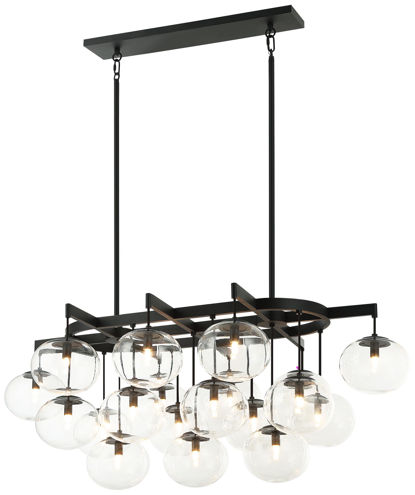 Matteo 19 LT 46LBULBUS MATTE BK/CEILING CL GLASS CHANDELIER E12 LED 10W