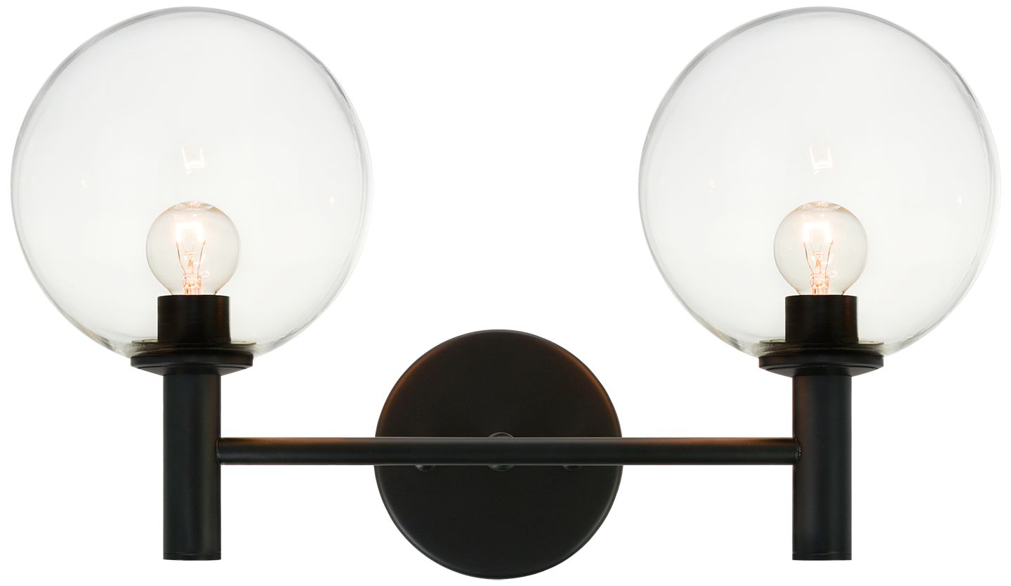 Matteo 2 LT 7W COSMO WALL SCONCE IRON+ALUMINUM-BK-CLEAR GLASS
