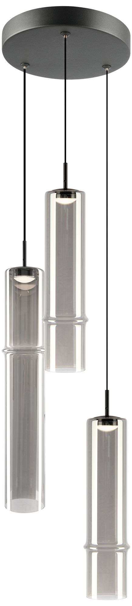 Matteo 2 LT D3.5" x H13.75" + 1 LT H17.75""BAMBU" MB PENDANT - SMOKED GLASS