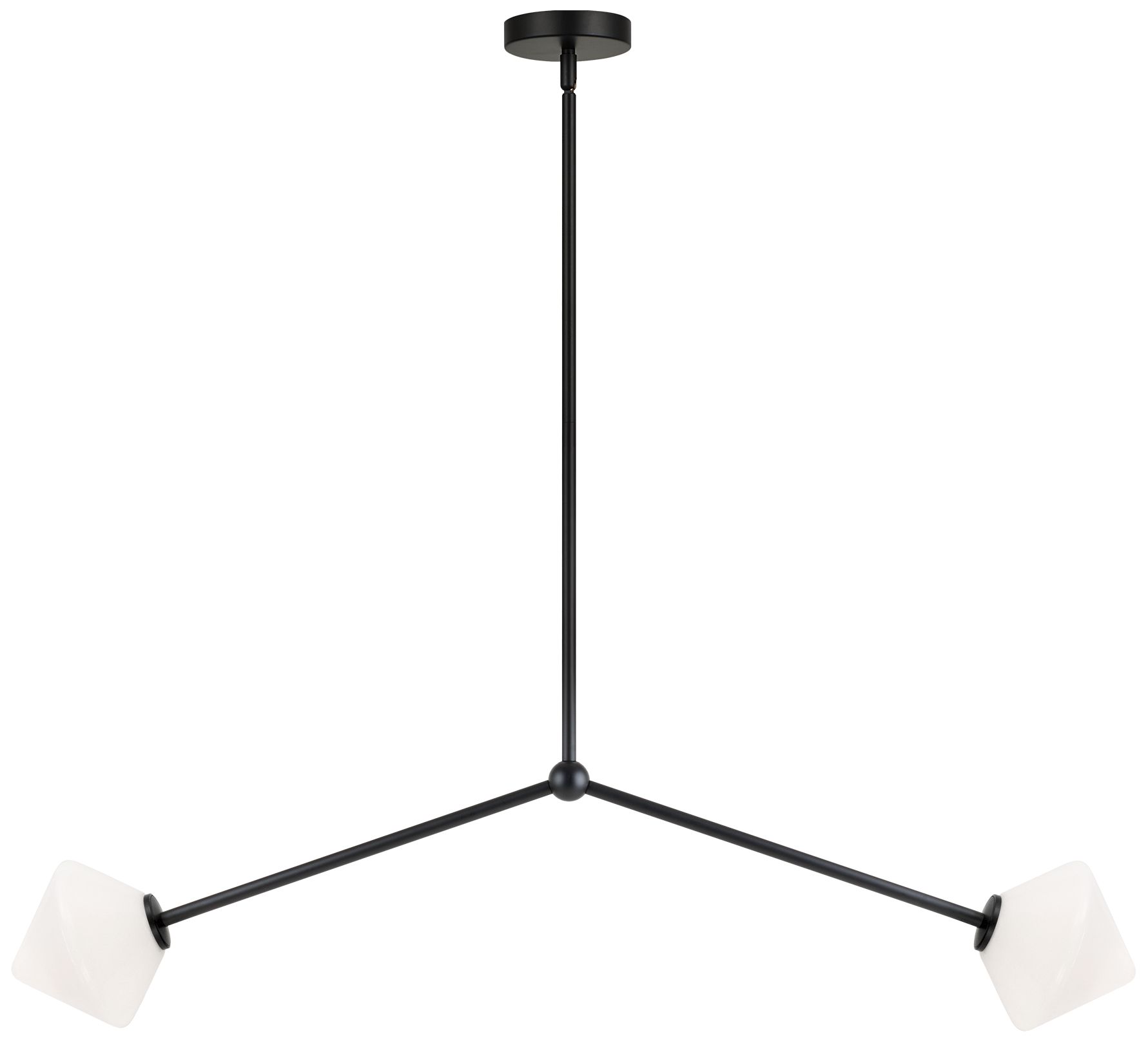 Matteo 2 LT L39.5 NOVO BLACK  PENDANT - DIAMOND SHAPE OPAL GLASS