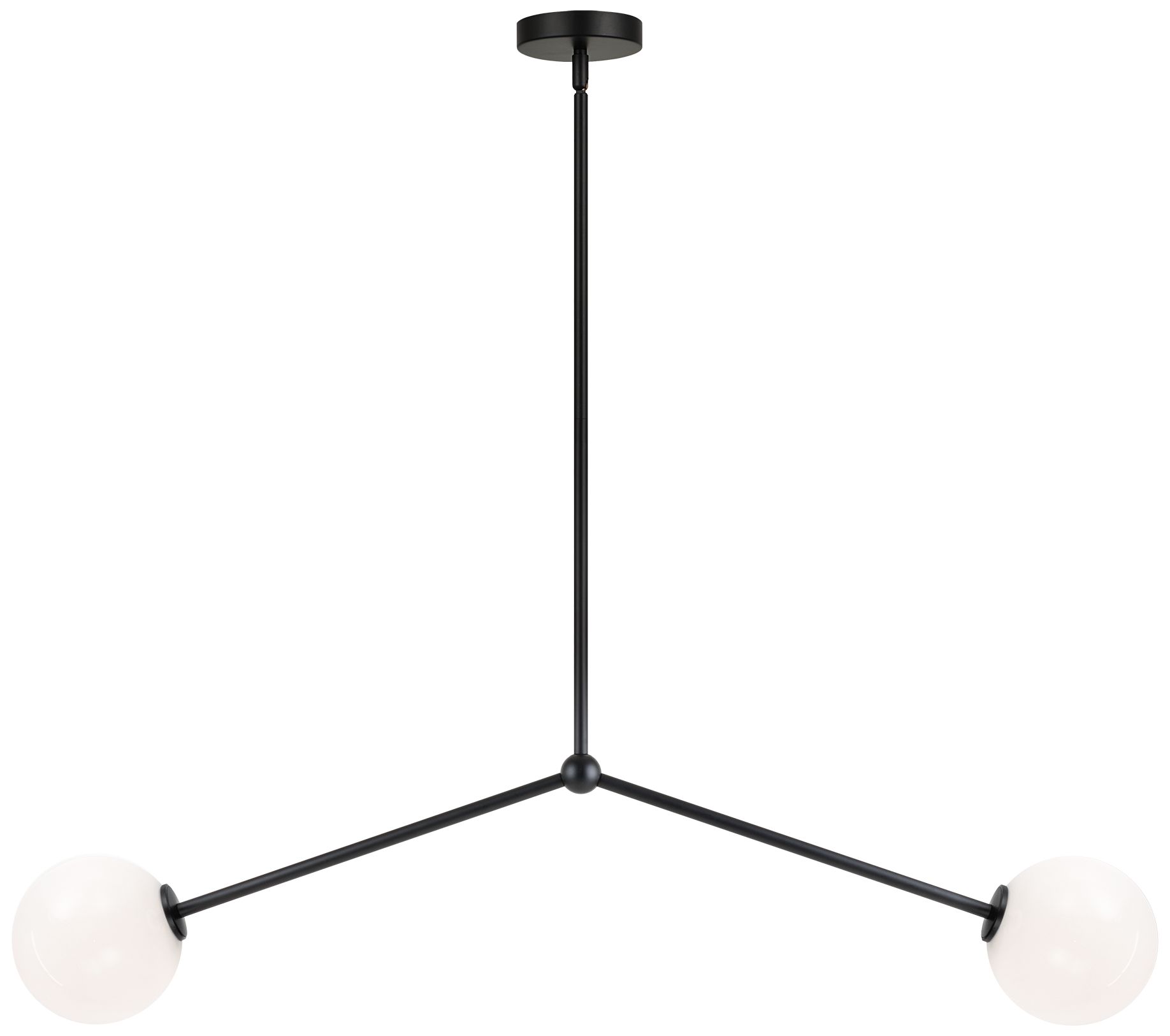 Matteo 2 LT L39.5 NOVO BLACK  PENDANT - ROUND OPAL GLASS
