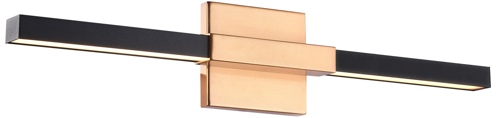 Matteo 2 LT "LINEARE" MATTE BLACK LED WALL SCONCE /AGED GOLD ACCENT