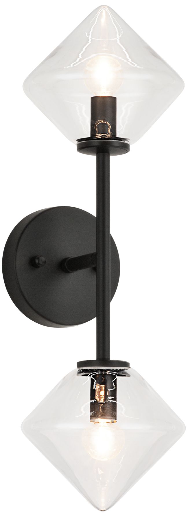 Matteo 2 LT  NOVOS BLACK WALL SCONCE DIAMOND SHPAE CLEAR GLASS