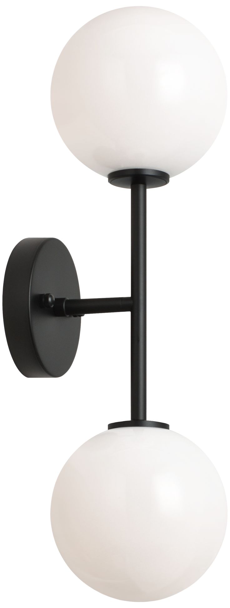 Matteo 2 LT  NOVOS BLACK WALL SCONCE WITH ROUND OPAL GLASS