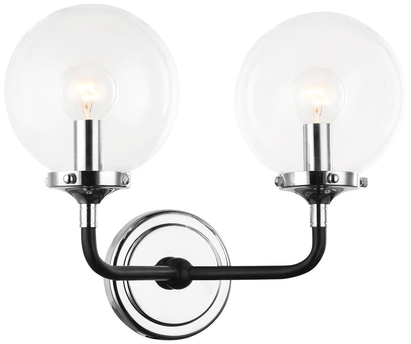 Matteo 2 LT "PARTICLES" CHROME WALL SCONCE WITH CLEAR GLASS