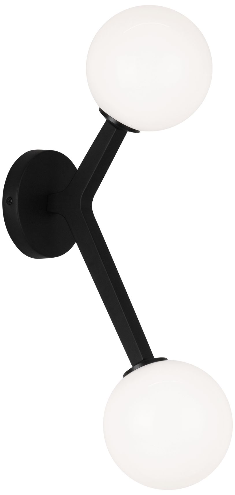 Matteo 2 LT " RAMI" BLACK WALL SCONCE WITH ROUND OPAL GLASS