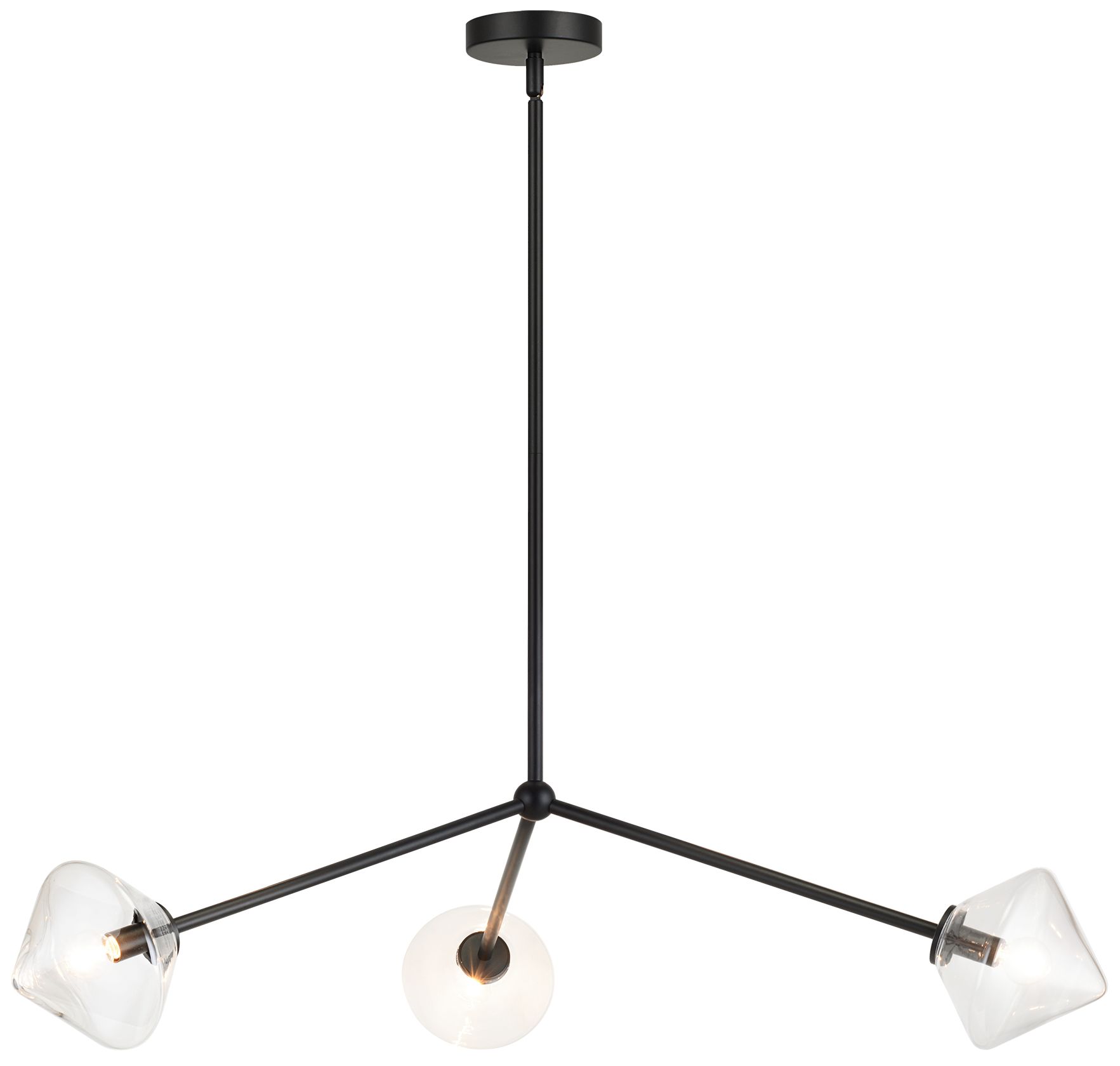 Matteo 3 LT 31.1 DIA  NOVO BLACK  PENDANT - DIAMOND SHAPE CLEAR GLASS