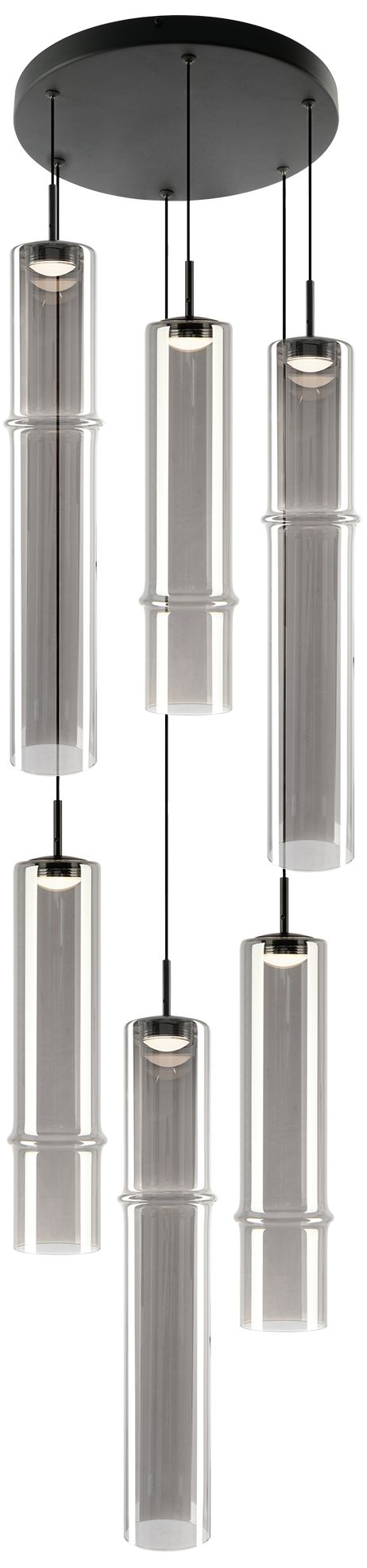Matteo 3 LT D3.5 x H13.75 + 3 LT H17.75 BAMBU MB PENDANT - SMOKED GLASS