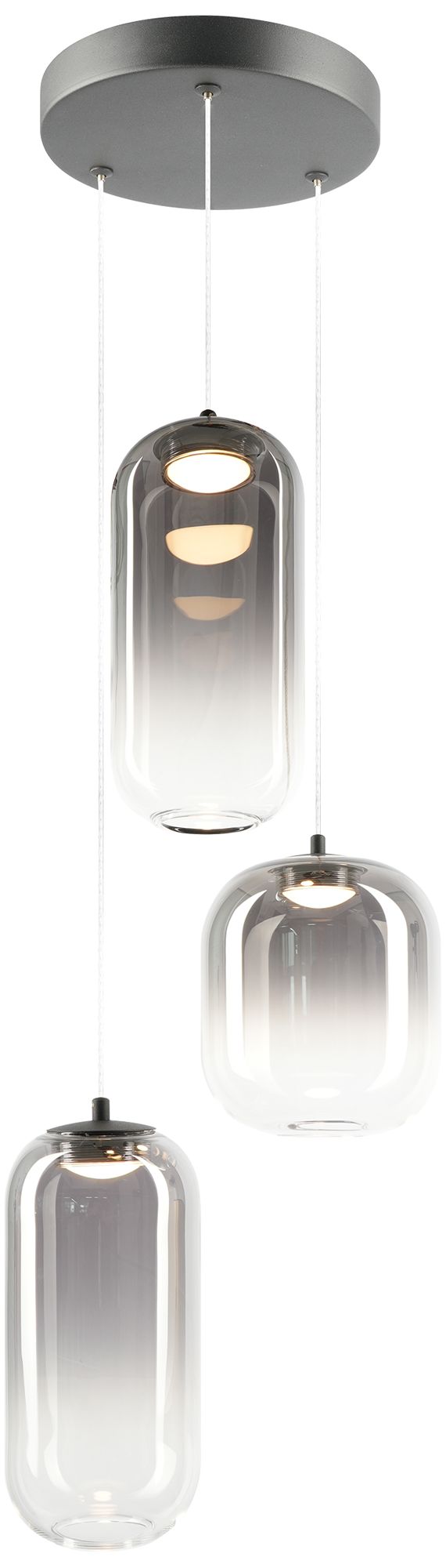 Matteo 3 LT  REFRAX MATTE BLK PENDANT-1/2 CLEAR & 1/2 SM D5.5+ D3.9
