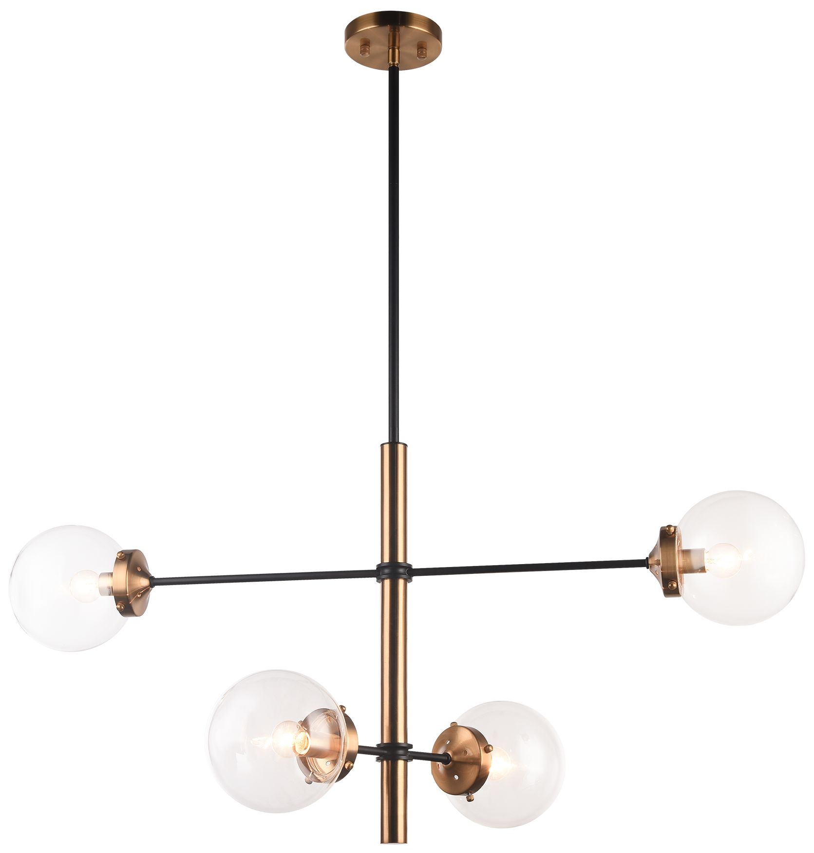 Matteo 4 LT 2 TIER ENCHANT AGED GOLD PENDANT - CLEAR GLASS