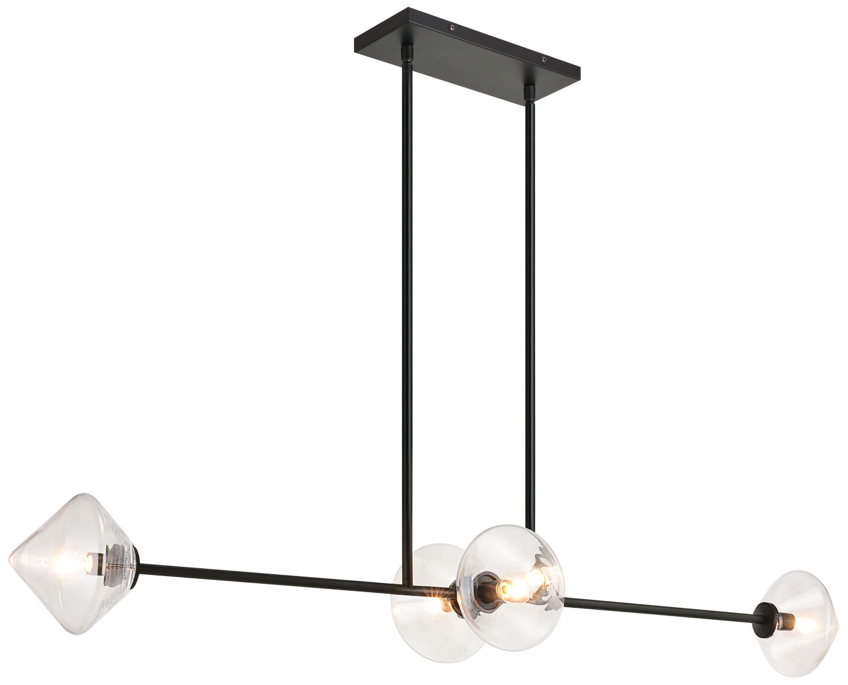 Matteo 4 LT L247.8 NOVO BLACK  PENDANT - DIAMOND SHAPE CLEAR GLASS