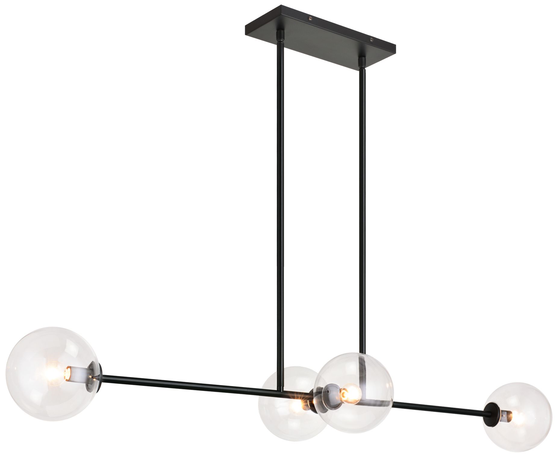 Matteo 4 LT L47.8 NOVO BLACK  PENDANT - ROUND CLEARE GLASS