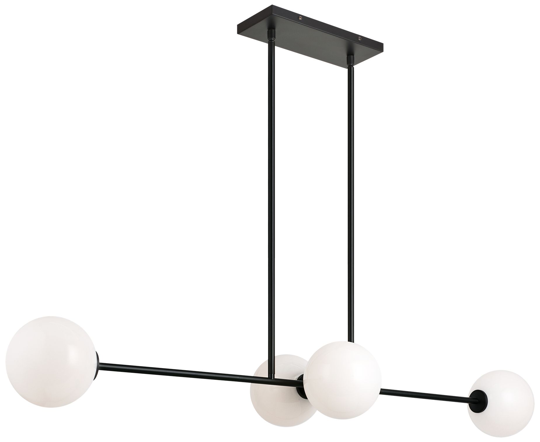 Matteo 4 LT L47.8 NOVO BLACK  PENDANT - ROUND OPAL GLASS