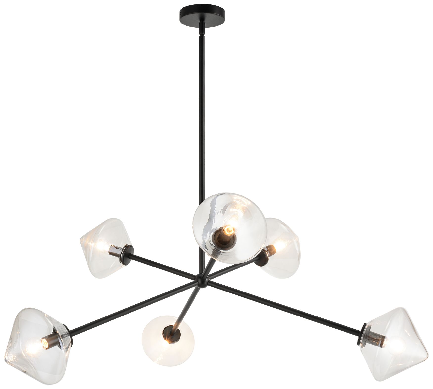 Matteo 6 LT 35 DIA  NOVO BLACK  PENDANT - DIAMOND SHAPE CLEAR GLASS