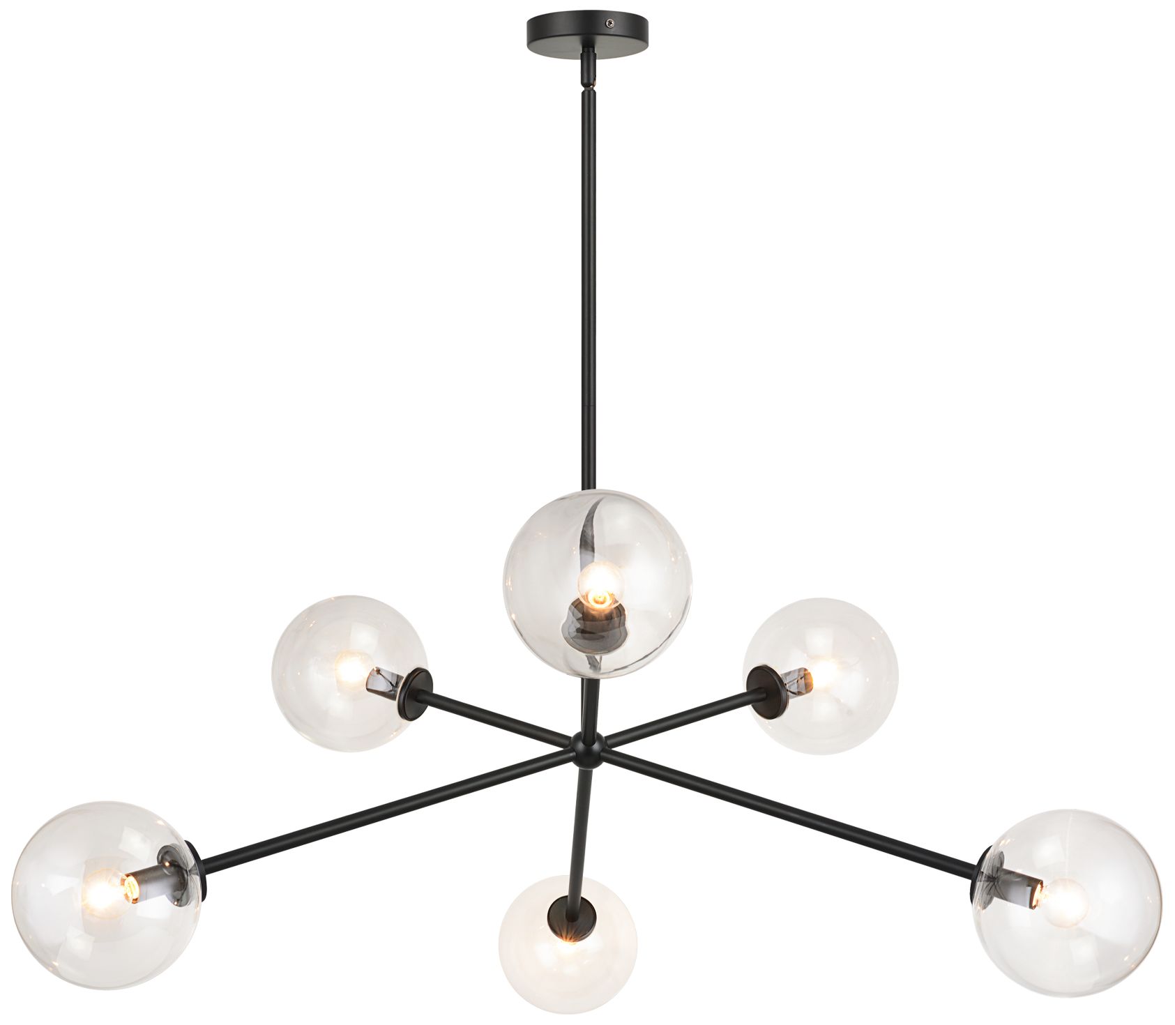 Matteo 6 LT 35 DIA  NOVO BLACK  PENDANT - ROUND CLEAR GLASS