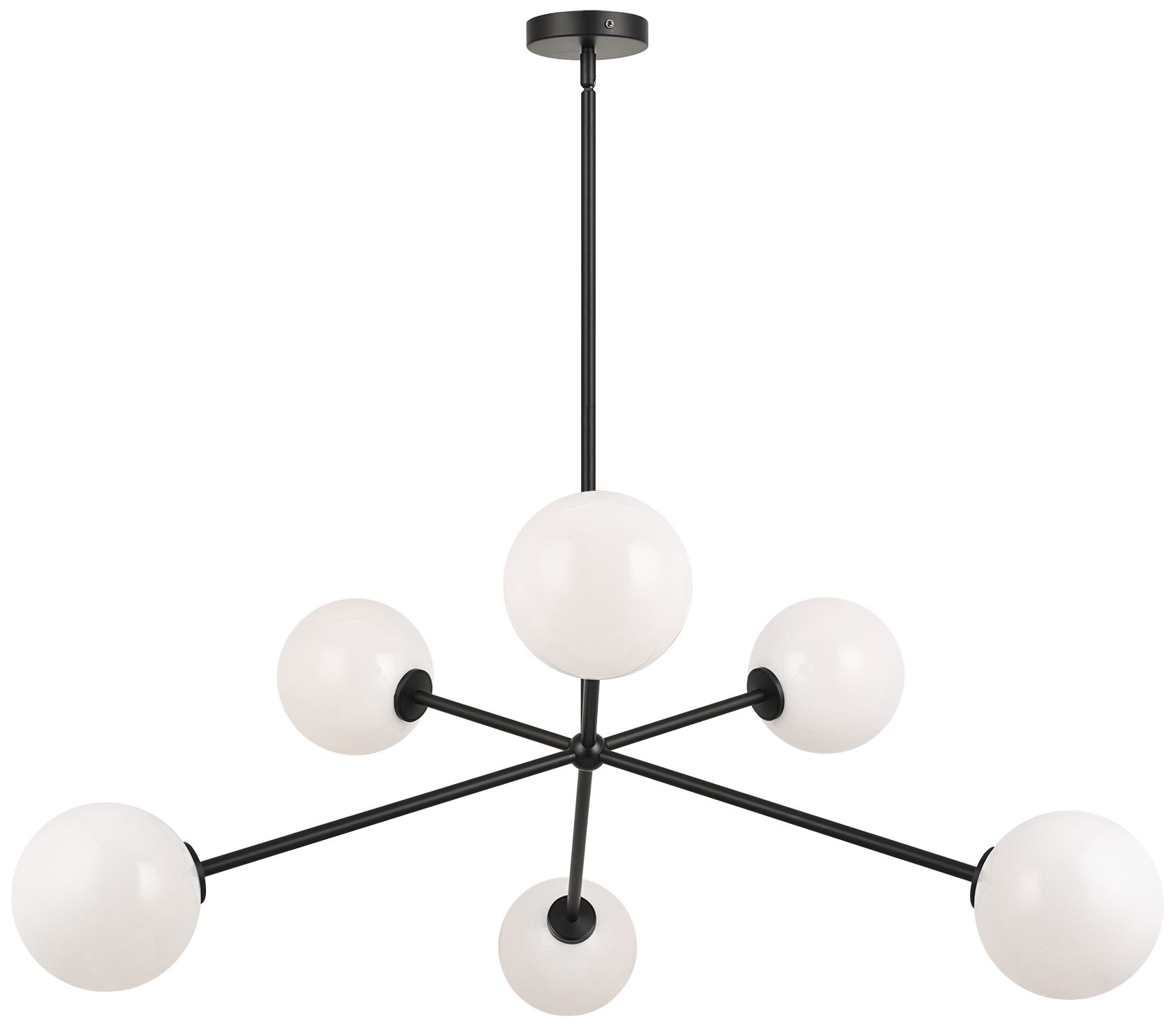 Matteo 6 LT 35 DIA  NOVO BLACK  PENDANT - ROUND OPAL GLASS