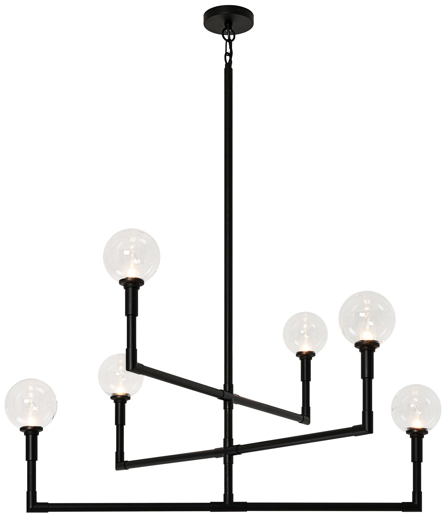 Matteo 6 LT Diameter37.8 CANDLESTIX CHANDELIER BK CL GLASS