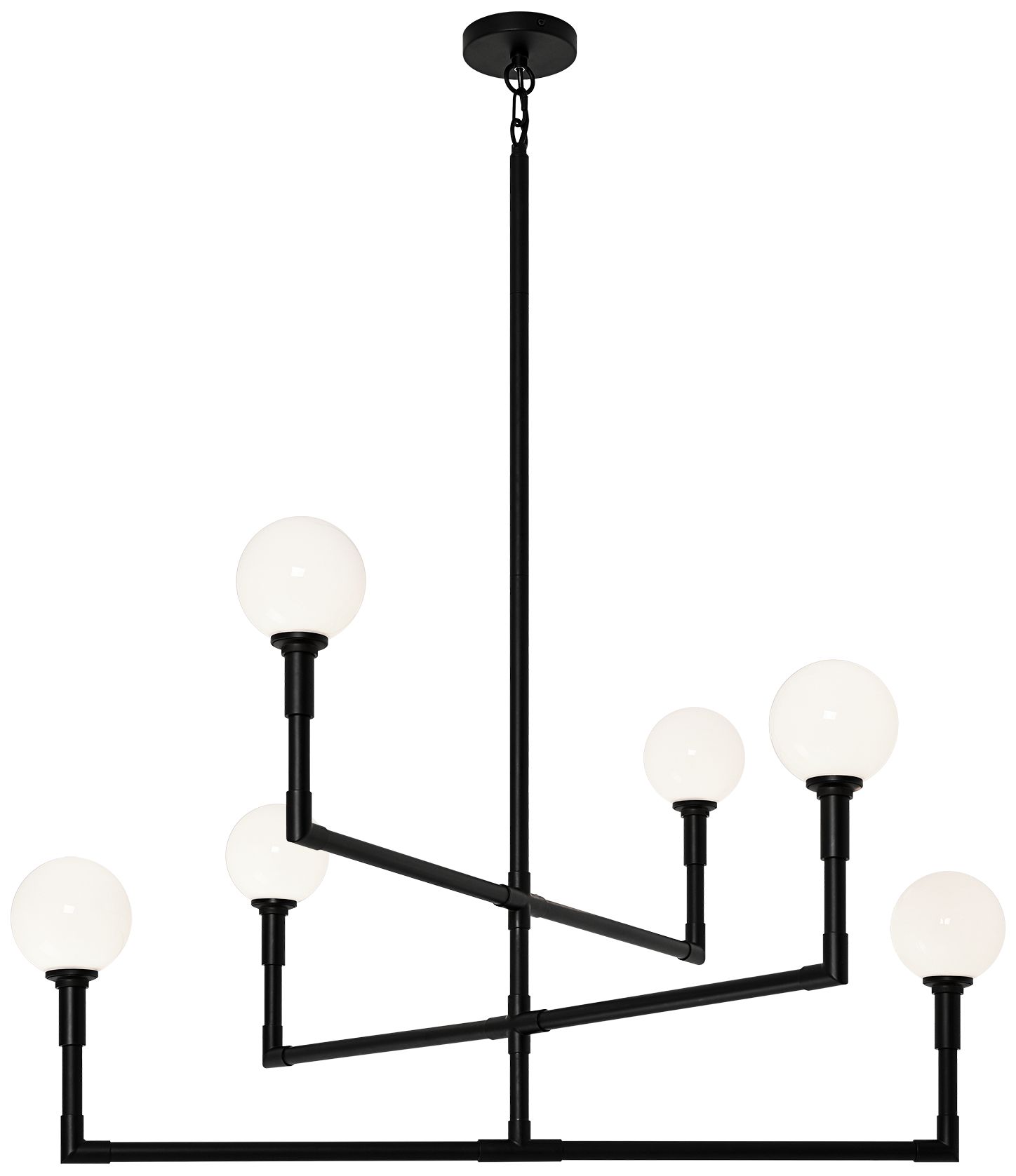 Matteo 6 LT Diameter37.8 CANDLESTIX CHANDELIER BK OP GLASS