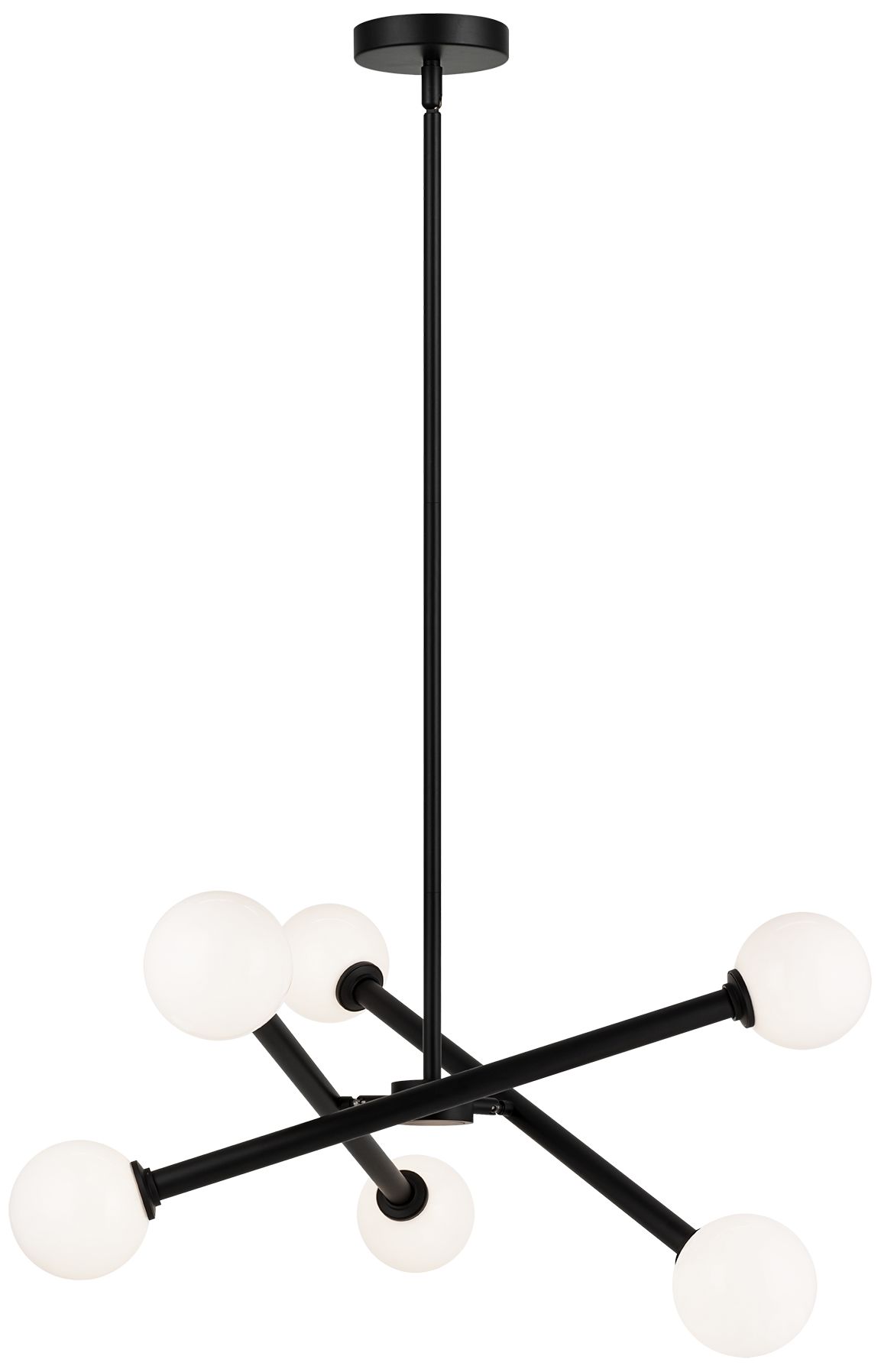 Matteo 6 LT L MATCHSTIX BLACK  PENDANT -ROUND OPAL GLASS