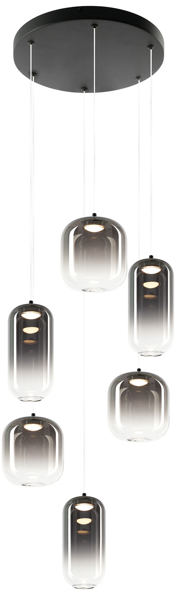 Matteo 6 LT  REFRAX MATTE BLK PENDANT-1/2 CLEAR & 1/2 SM D5.5+ D3.9