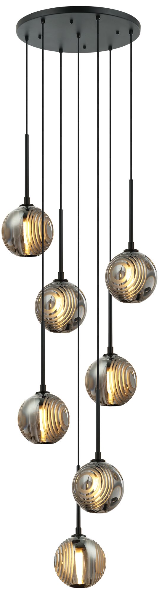 Matteo 7 LT JEMYCA MATTE BLACK PENDANT - SMOKE 4.7 GLASS