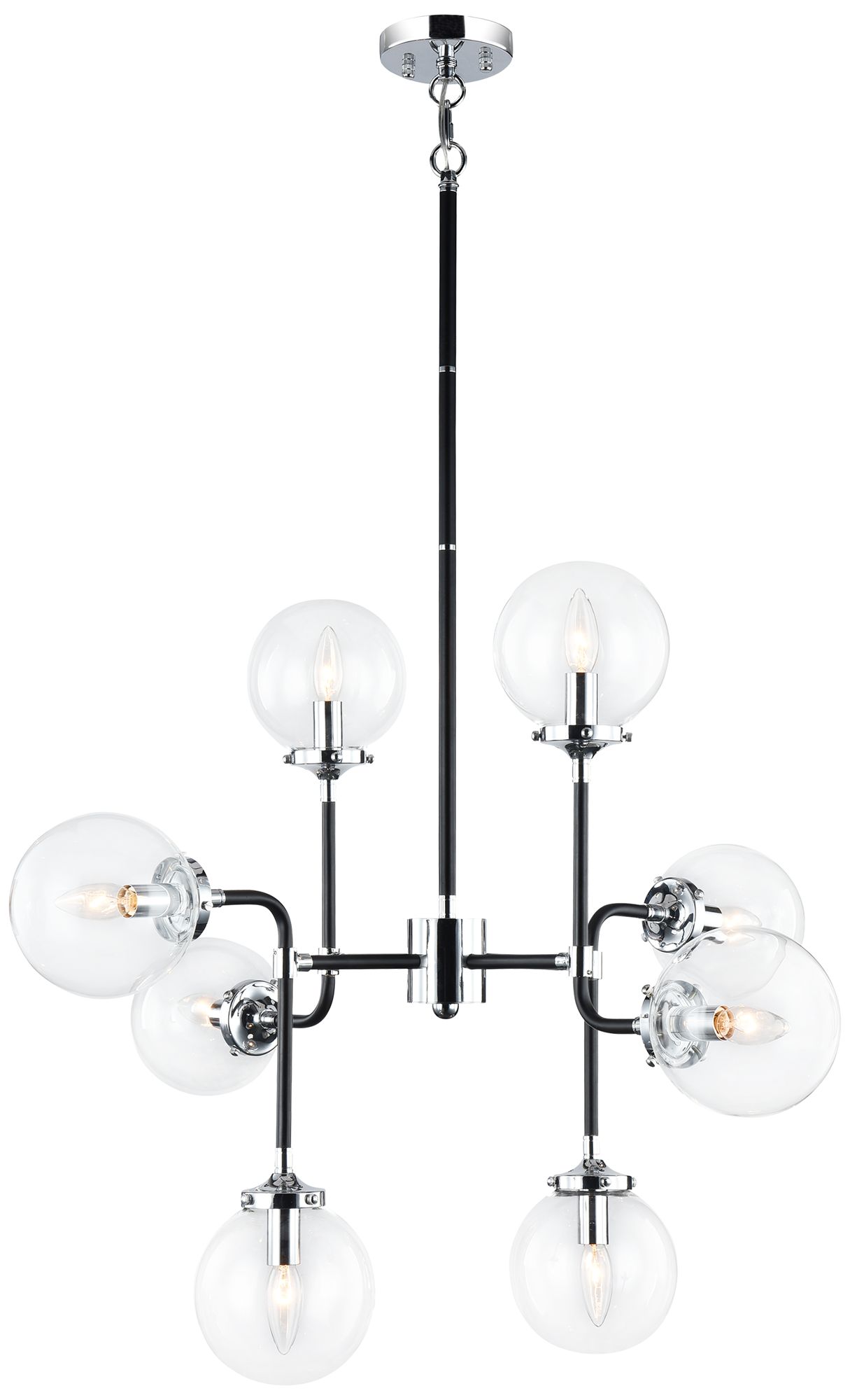 Matteo 8 LT PARTICLES CHROME/ BLACK PENDANT - CLEAR GLASS