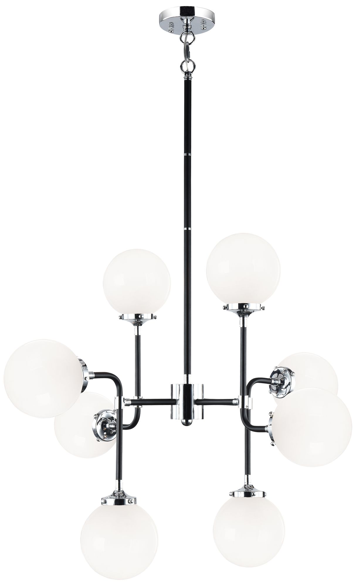 Matteo 8 LT PARTICLES CHROME/ BLACK PENDANT - OPAL GLASS