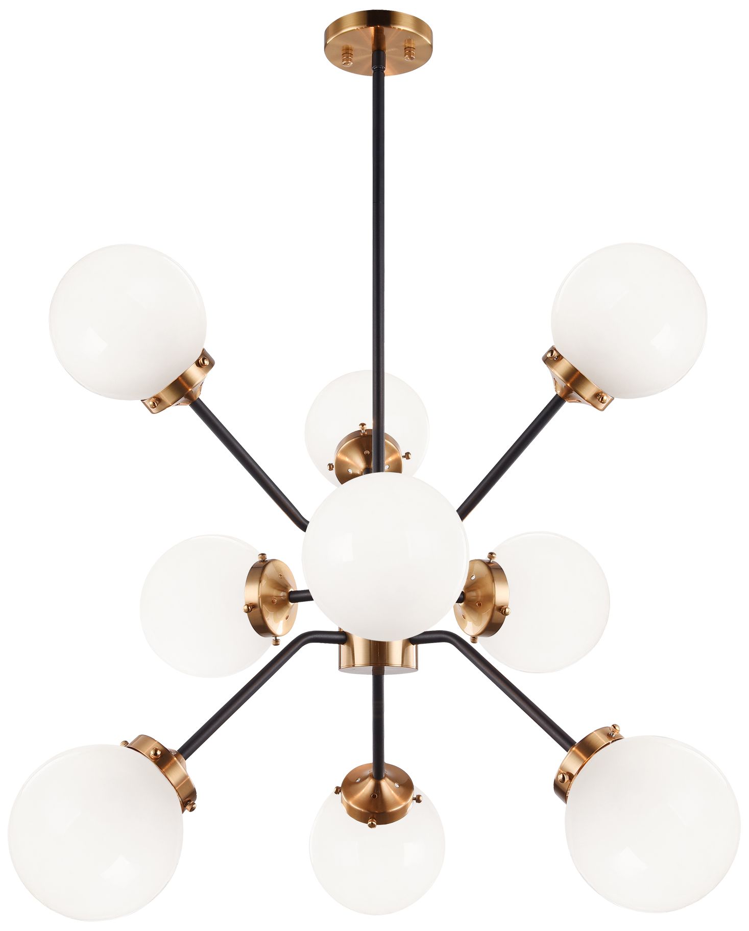 Matteo 9 LT 28.2 DIAM MARU AGED GOLD CHANDELIER - OPAL GLASS