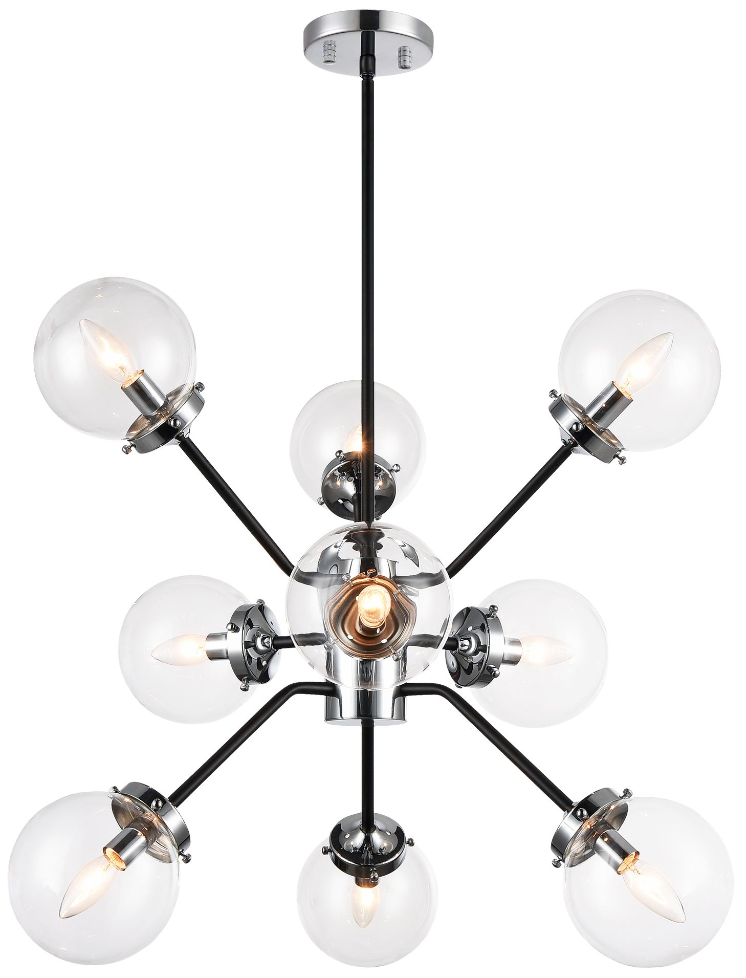 Matteo 9 LT 28.2 DIAM MARU CHROME CHANDELIER - CLEAR GLASS