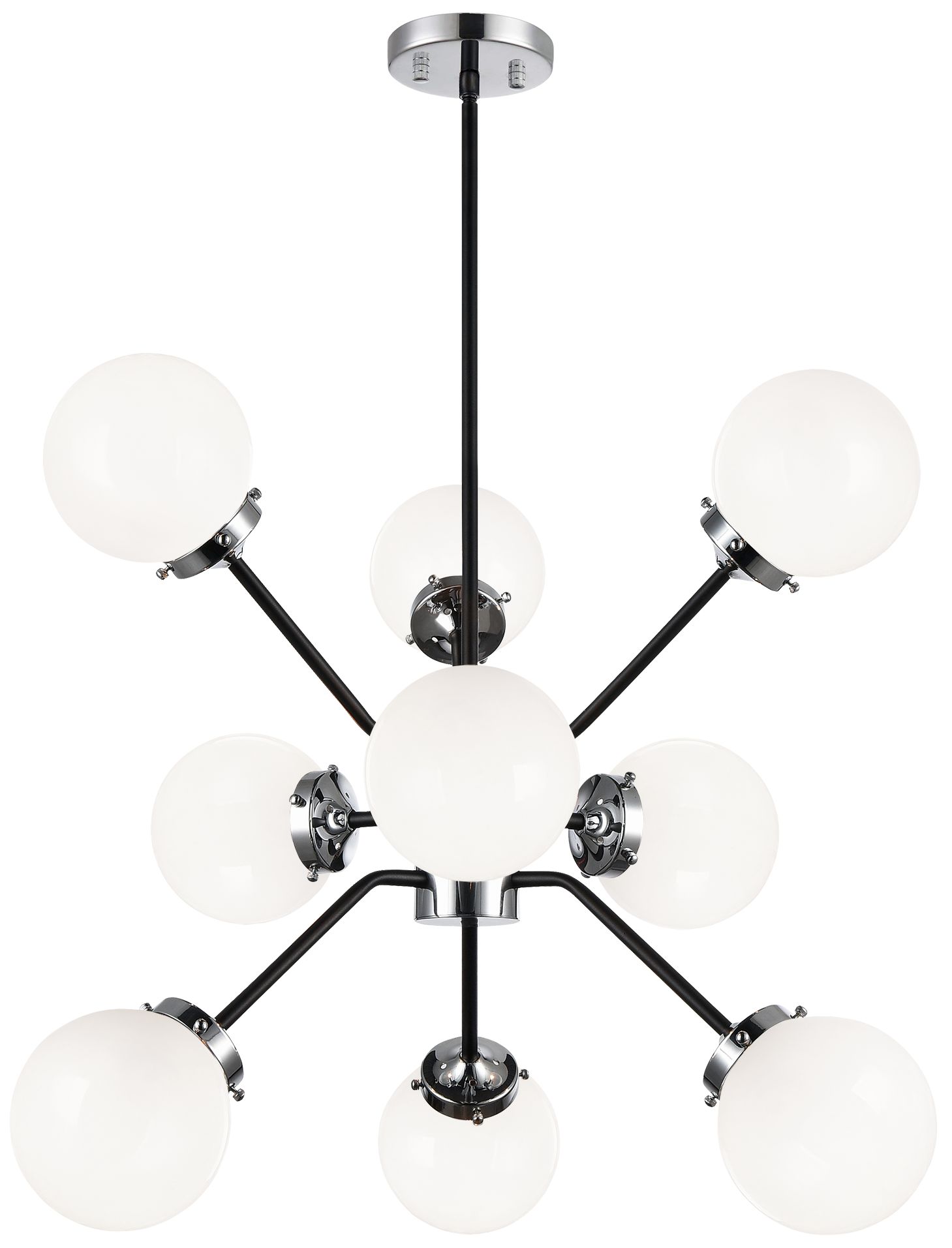 Matteo 9 LT 28.2 DIAM MARU CHROME CHANDELIER - OPAL GLASS