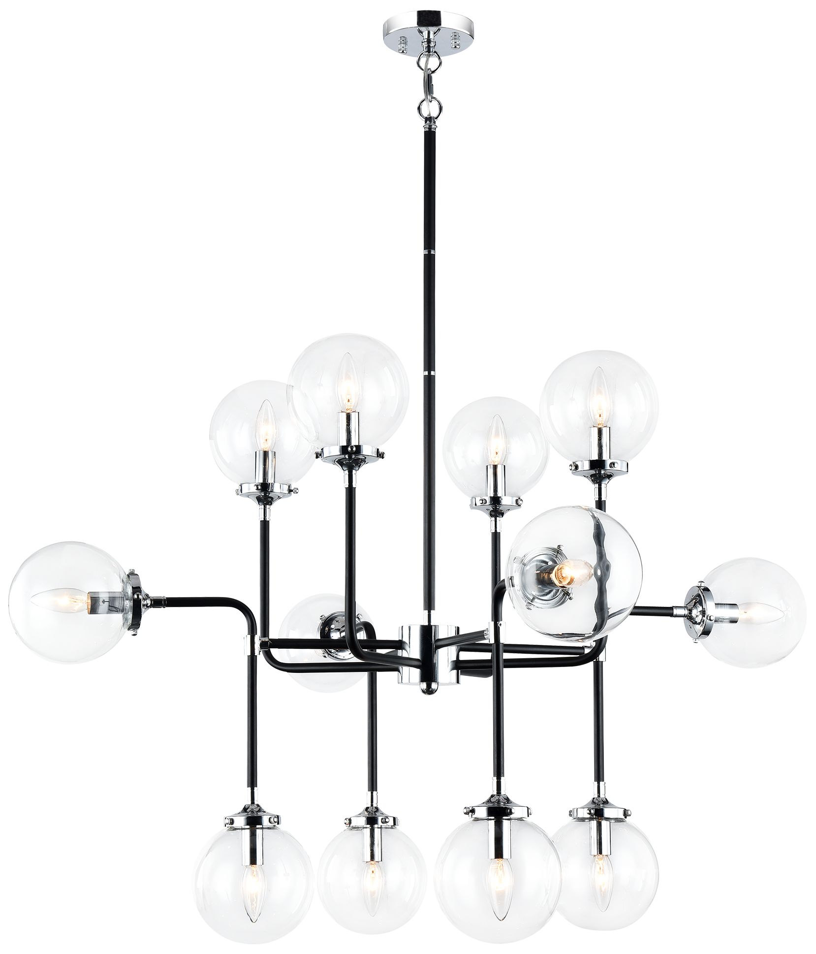 Matteo *OS* 12 LT PARTICLES CHROME / BLACK PENDANT - CLEAR GLASS