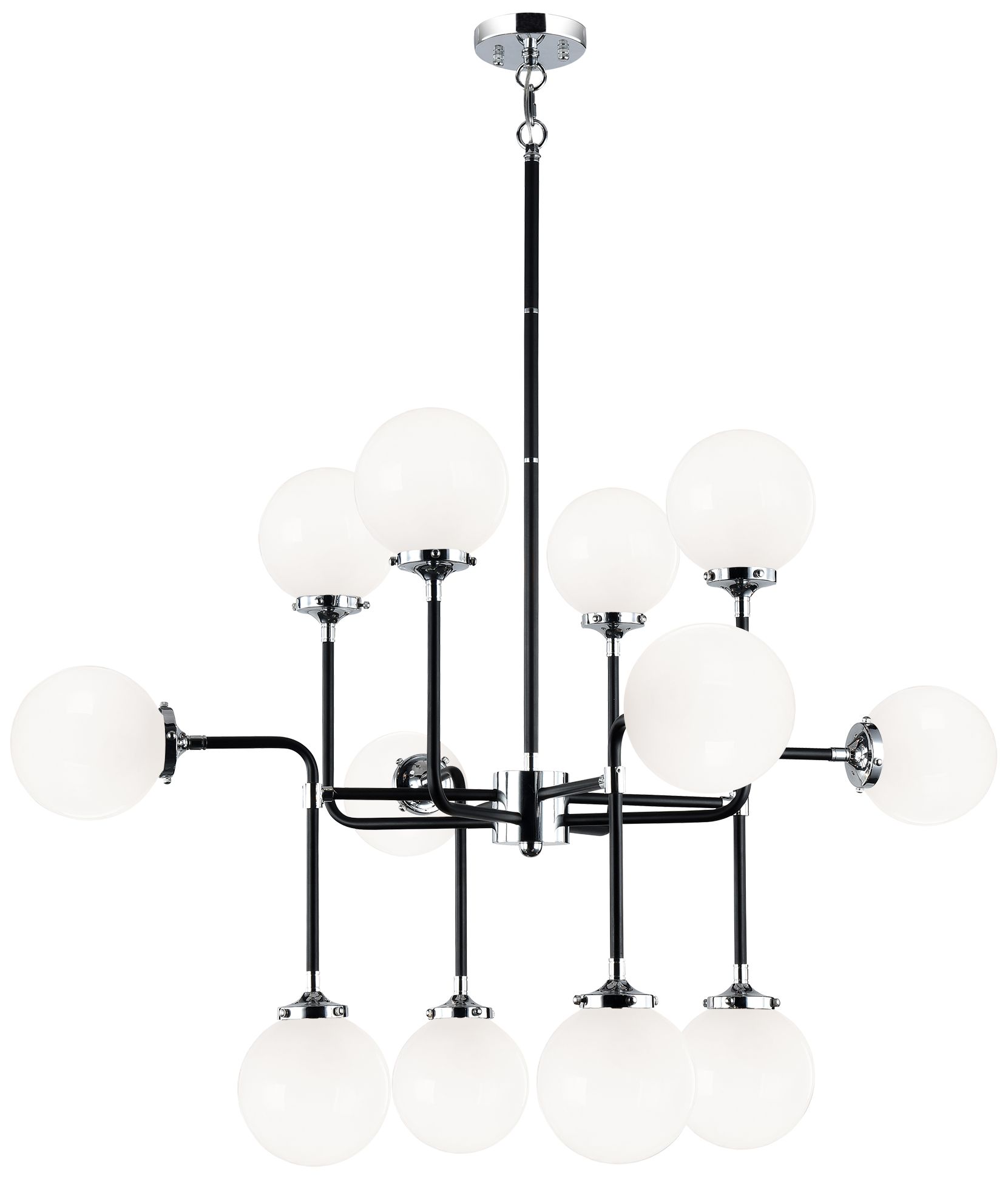 Matteo *OS* 12 LT PARTICLES CHROME / BLACK PENDANT- OPAL GLASS