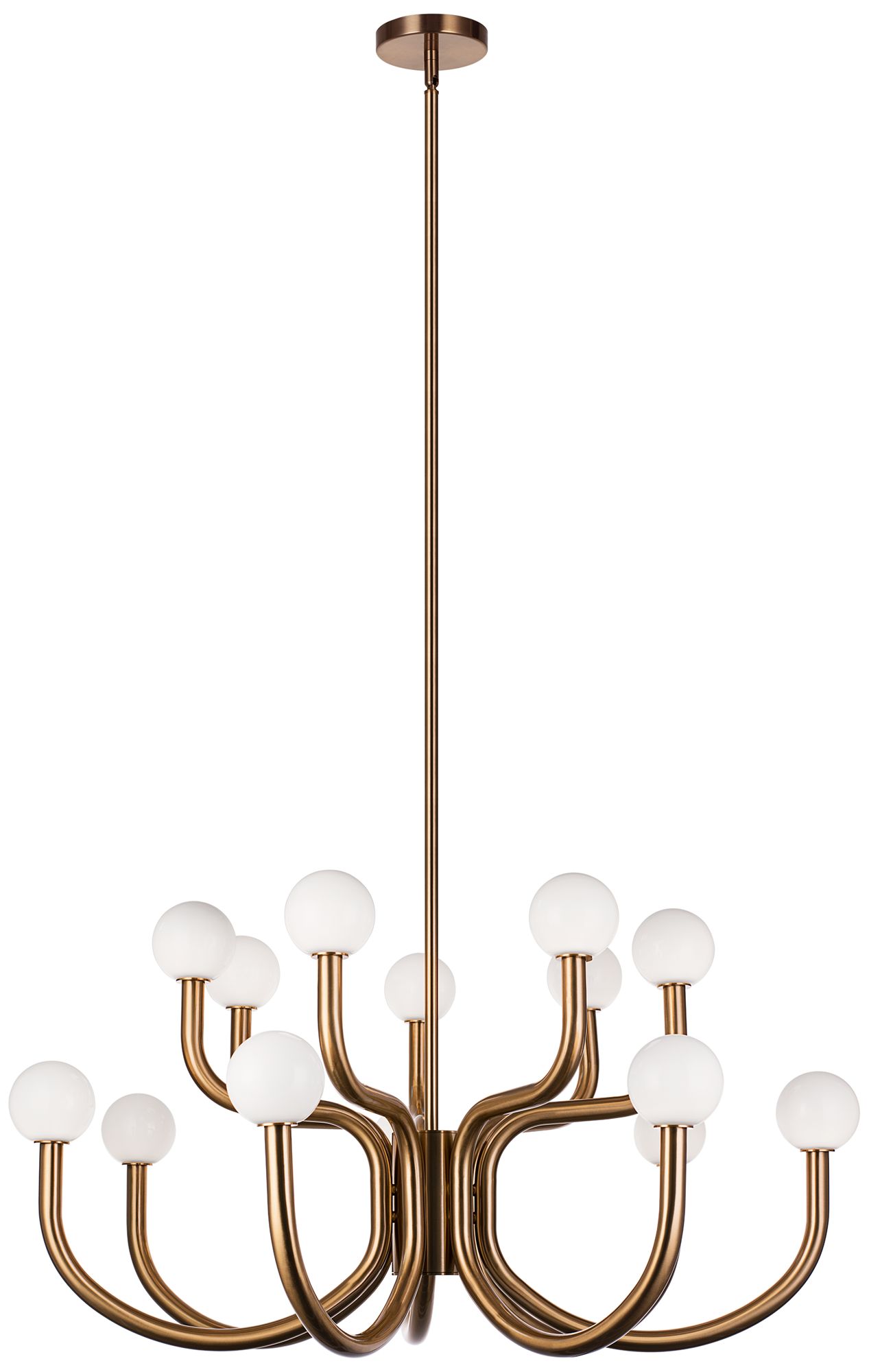 Matteo *OS* 14 LT 37" DIAM "JOELLE" AGED GOLD CHANDELIER - OPAL GLASS