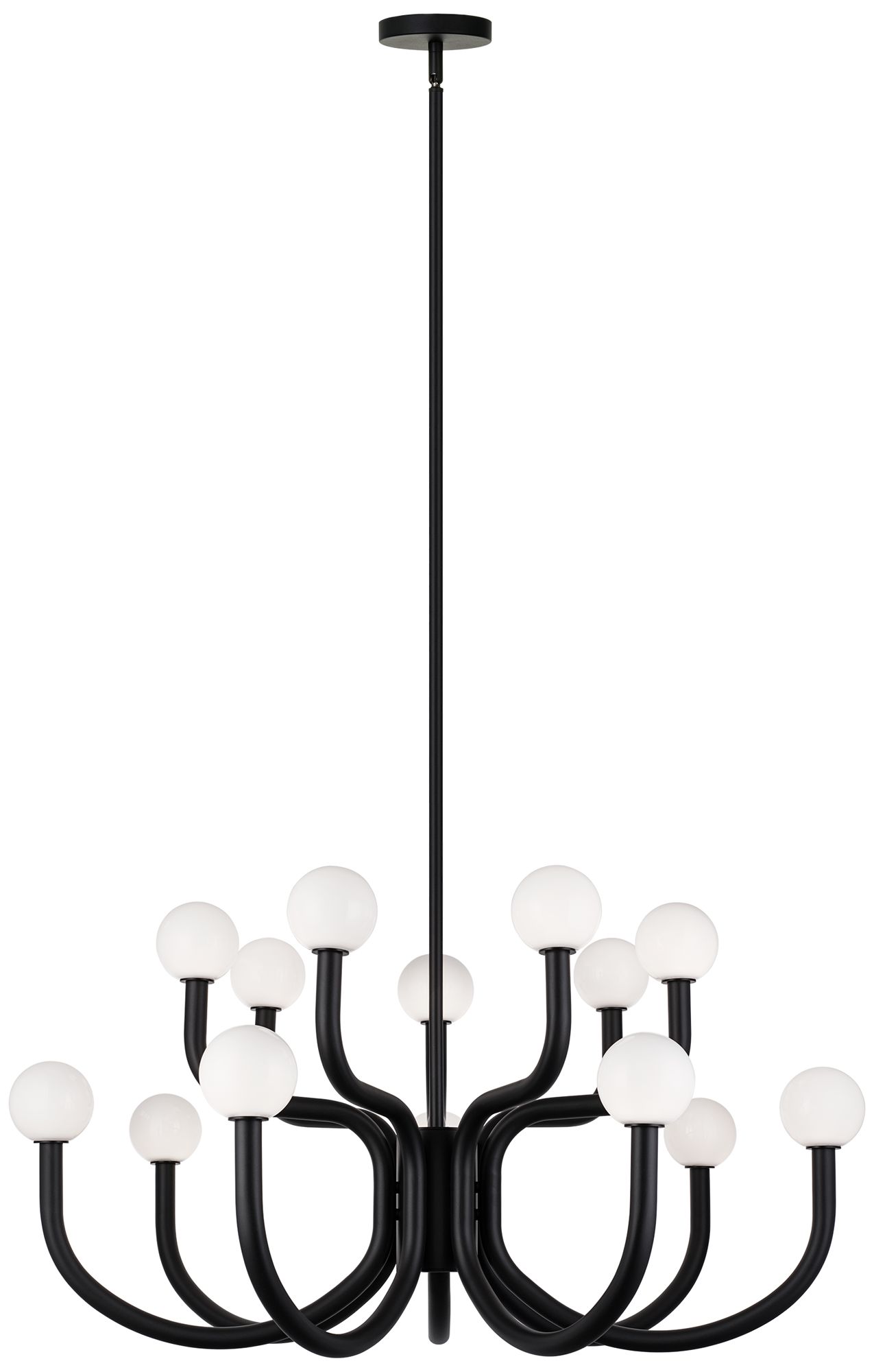 Matteo *OS* 14 LT 37" DIAM "JOELLE" MATTE BLACK CHANDELIER - OPAL GLASS
