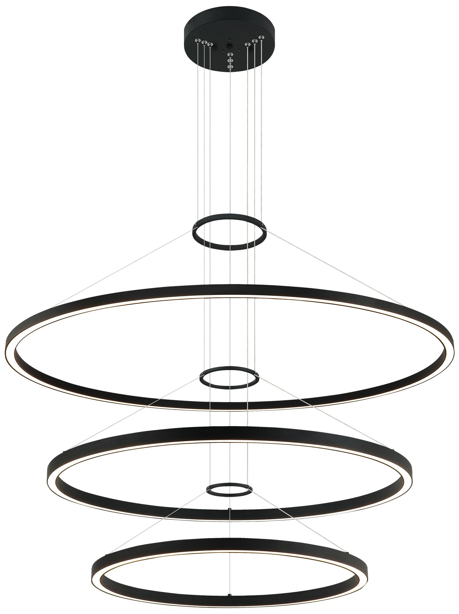 Matteo *OS* 3 TIERS D24 + D32+ D40 OHARA MATTE BLACK CHANDELIER