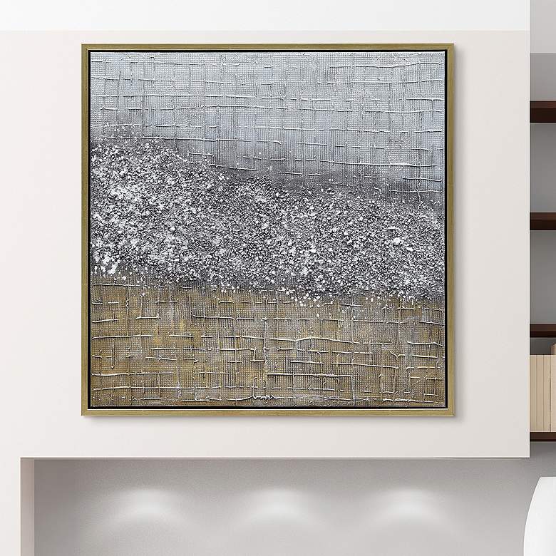 Image 2 Matter 36" Square Textured Metallic Framed Canvas Wall Art