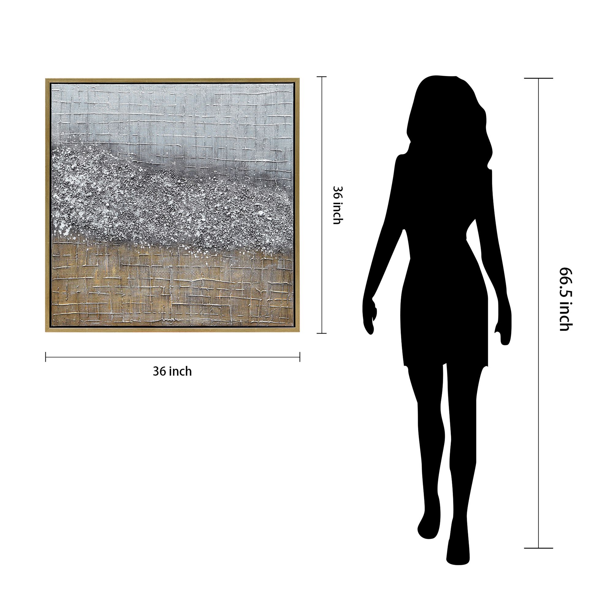 Matter 36" Square Textured Metallic Framed Canvas Wall Art in scene