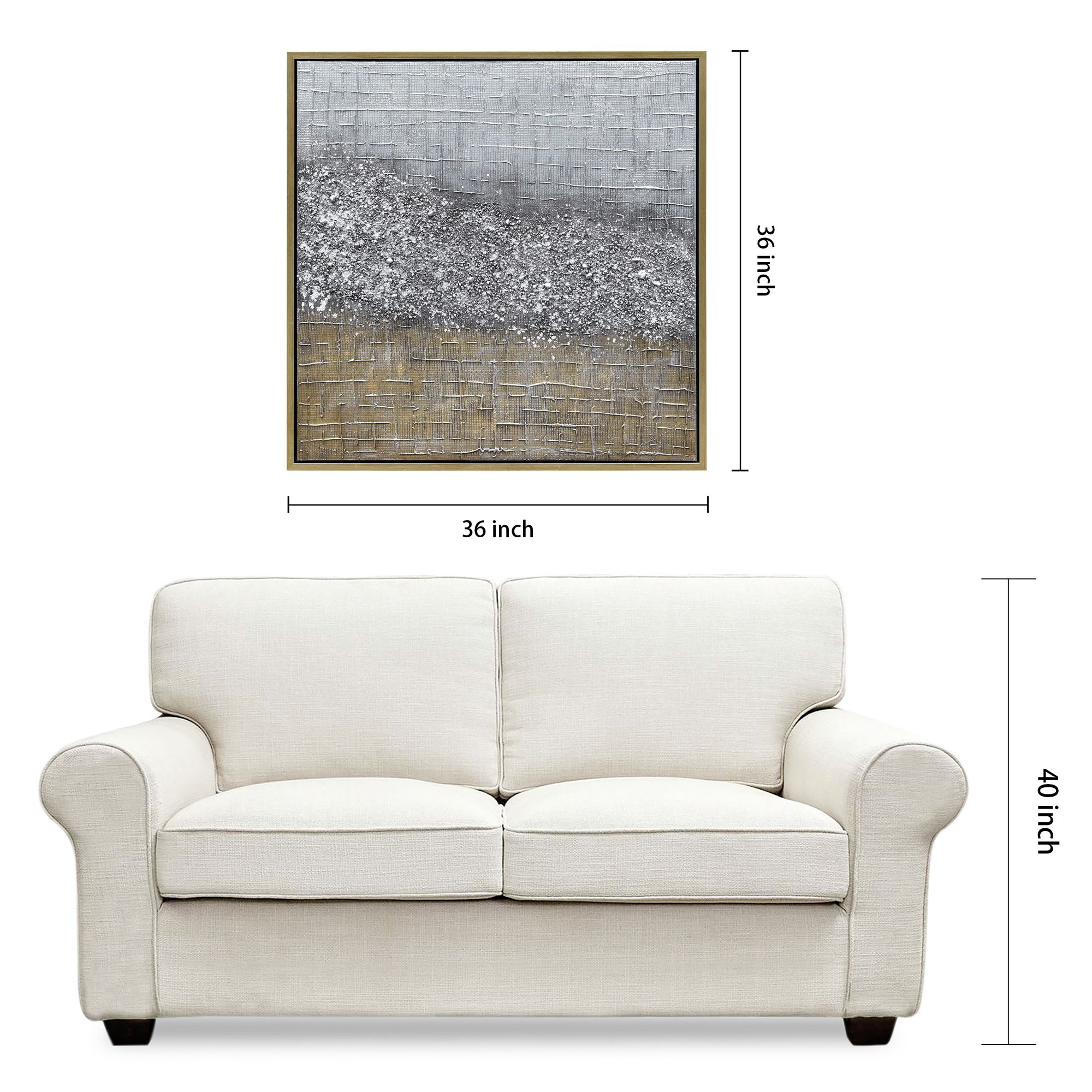 Matter 36" Square Textured Metallic Framed Canvas Wall Art in scene