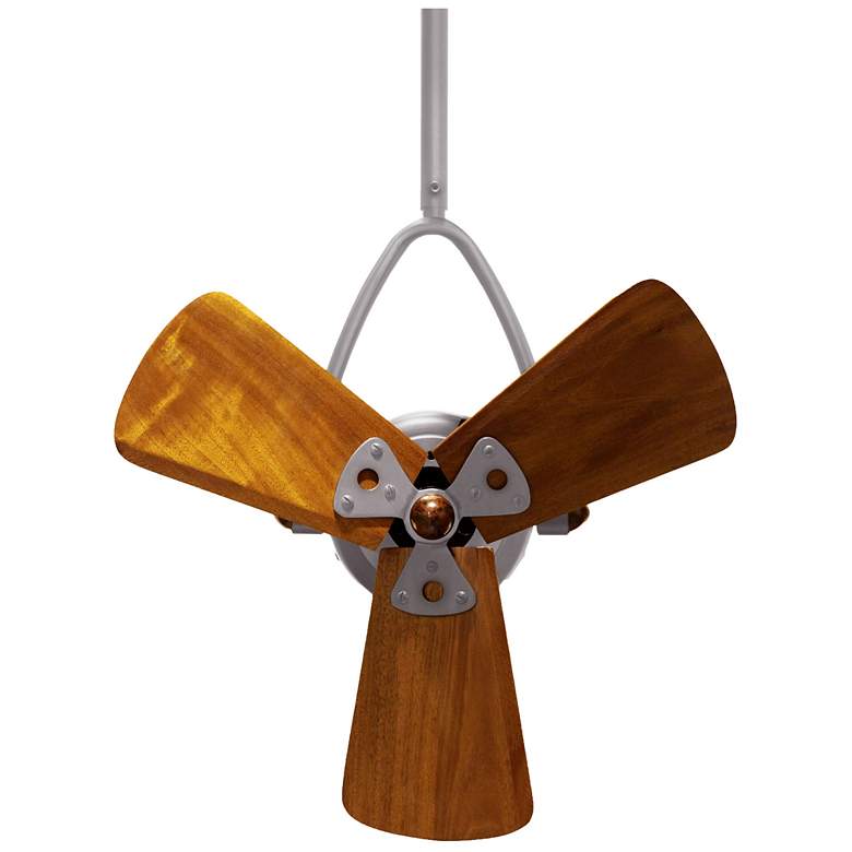 Image 1 Matthews 16 inch Jarold Direcional Nickel Ceiling Fan With Mahogany Blades