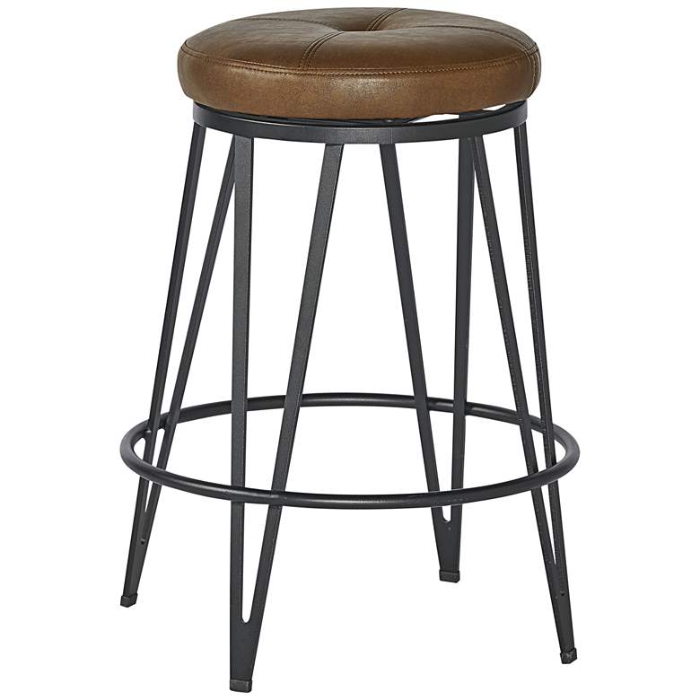 Image 1 Matthews 25" Bravo Cognac and Black Swivel Counter Stool