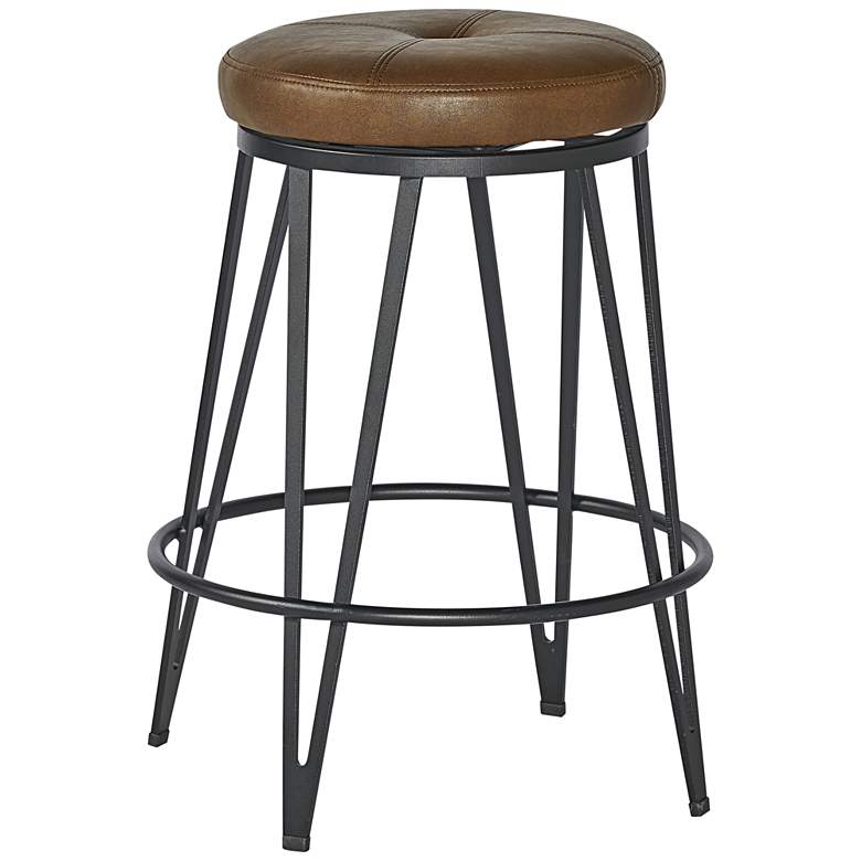 Image 1 Matthews 25 inch Bravo Cognac and Black Swivel Counter Stool