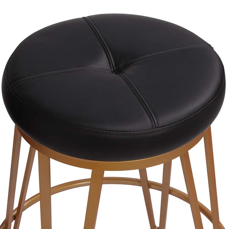 Image 3 Matthews 26 inch Black and Brass Modern Luxe Swivel Counter Stool more views