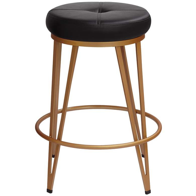 Image 5 Matthews 26 inch Black and Brass Modern Luxe Swivel Counter Stool more views