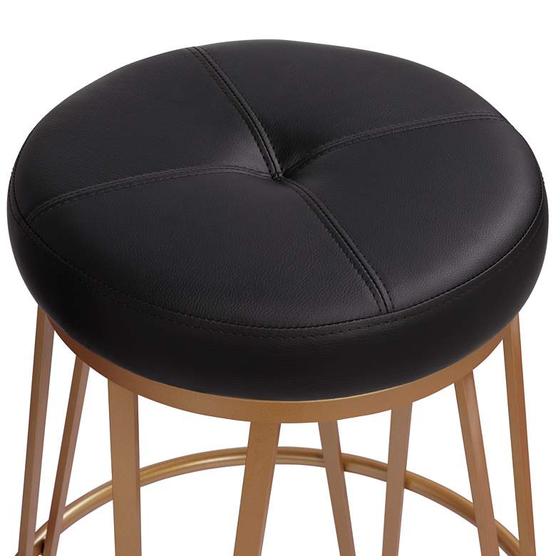 Image 3 Matthews 30" Onyx Black and Brass Modern Luxe Swivel Bar Stool more views