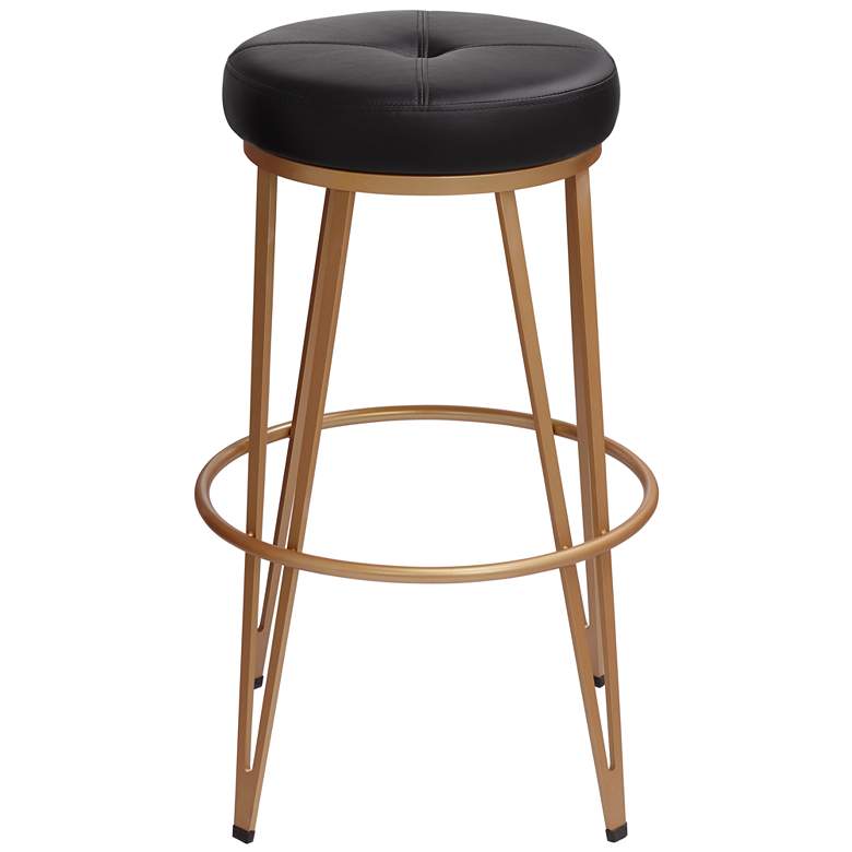 Image 5 Matthews 30" Onyx Black and Brass Modern Luxe Swivel Bar Stool more views